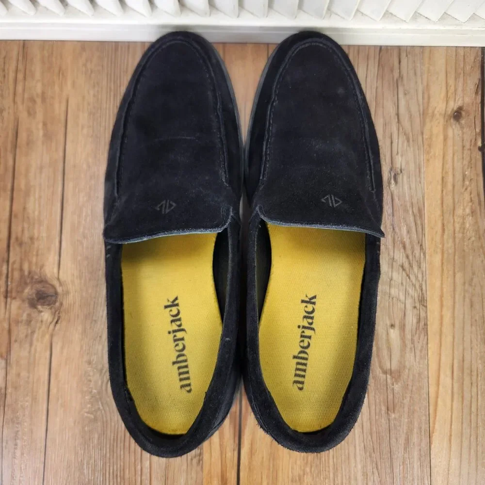 Amberjack The Loafer Mens Size 10 M Black Suede Slip On Loafers Shoes Casual